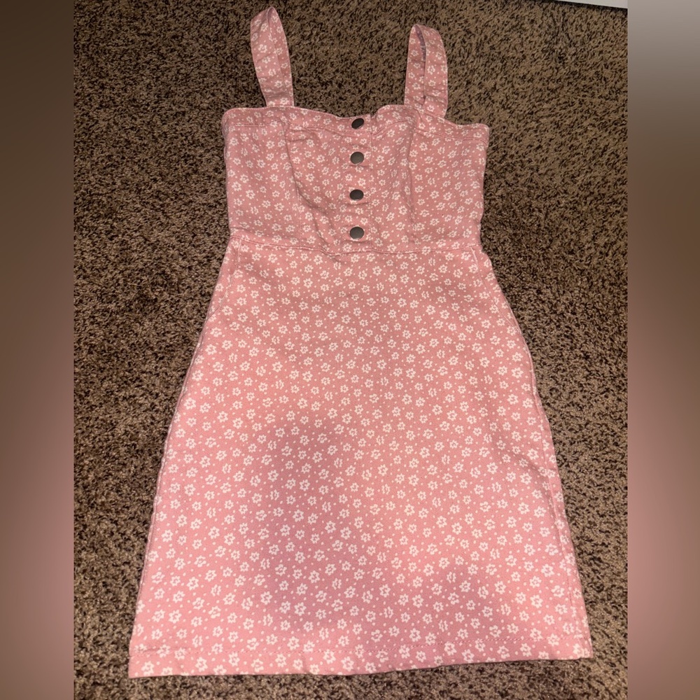 No Boundaries Pink Floral Button-Front Sundress